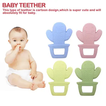 

Baby Silicone Teether DIY Cute Solid Color Cactus Necklace Teether Cartoon Infant Baby Silicone Chew Toddle Teething Toys