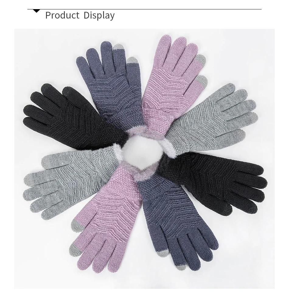 TRUENJOY Hot Selling New Women Men Warm Winter Knitted Gloves Touch Screen Knitting Mittens Female Solid Comfortable Gloves