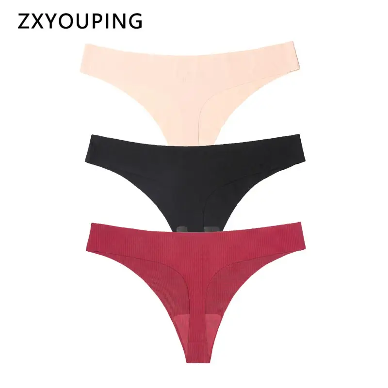 

3Pcs/Lot Sexy Thong Women Seamless Panties Solid Soft Underwear Low Rise G-string XS-L EU Size Lingerie Ultra Thin Intimates New