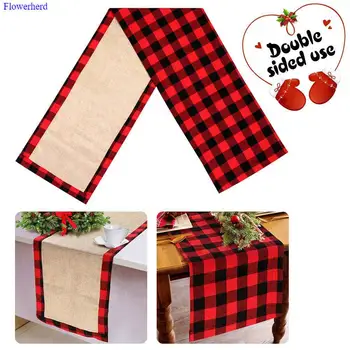 

2019 Christmas Decoration Christmas Table Flag Tablecloth Christmas Decoration Gift Plaid Fabric Burlap Table Cloth Table Flag