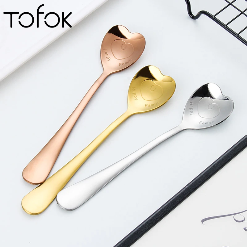 Tofok в форме сердца из нержавеющей стали, дессертная ложка для чая и кофе, сахарный мед, мороженое йогурт, совок, кухонная посуда, столовые приборы