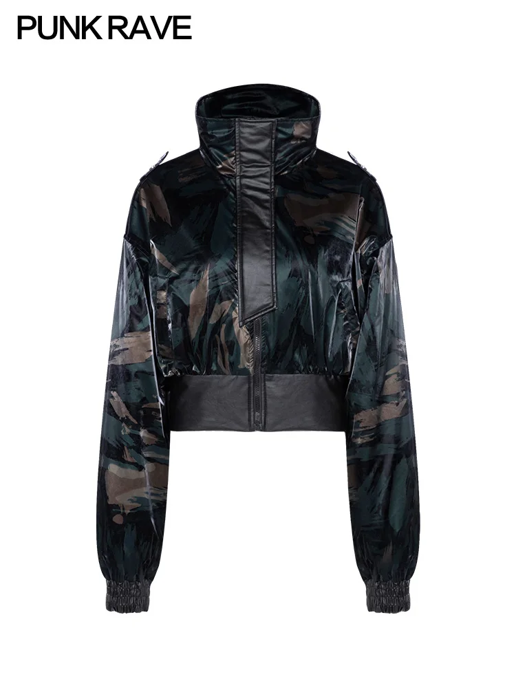 Панк рейв военная форма короткое Свободное пальто зима новый воротник стойка с