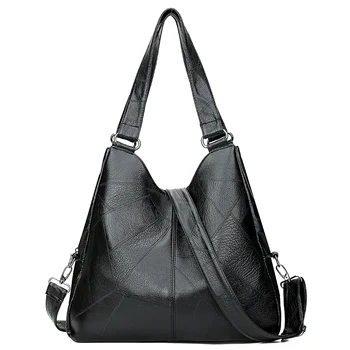 

vintage style Soft leather all-match Tote bags simple single shoulder handbag Much interlayer woman messenger bag black brown