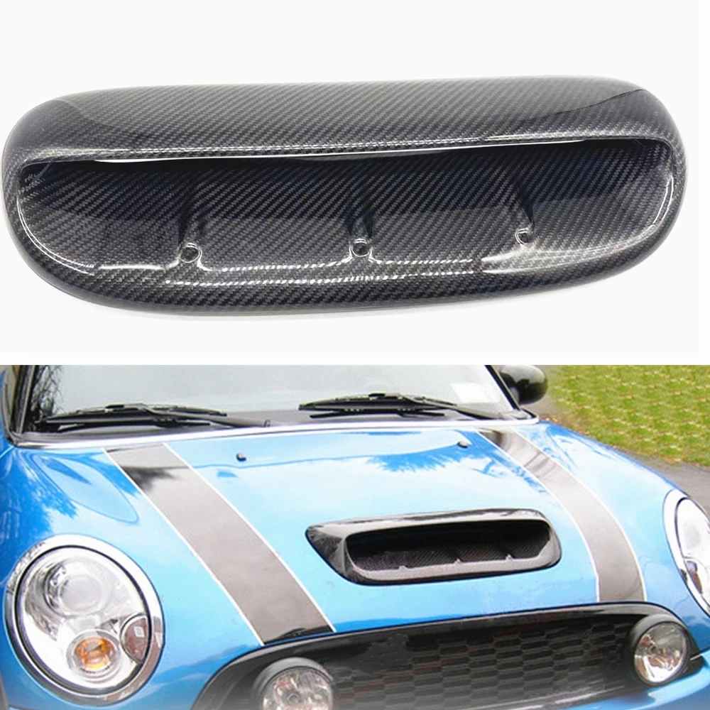 

For Mini Cooper S R53 R50 2002-2005 2-Door Front Engine Air Vent Trim Cover Carbon Fiber Car Upper Hood Bonnet Scoop Outlet Cap