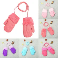 Зимние теплые детские перчатки, мягкие однотонные перчатки для маленьких мальчиков и девочек, вязаные перчатки для детей, детские перчатки, варежки с длинными пальцами Luva