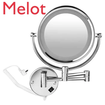 

8 Inch LED Wall Mirror Bright Magnifying Extension Folding Double Faced with Normal and Magnifying x5 360 Degree Rota Mirrors
