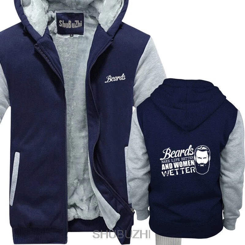 winter shubuzhi jacket Men winter Style Fun Beard Beard Men's Bar Shop Logo Rude hoodie Gift Ideabrand hoody sbz4502 - Цвет: navy grey