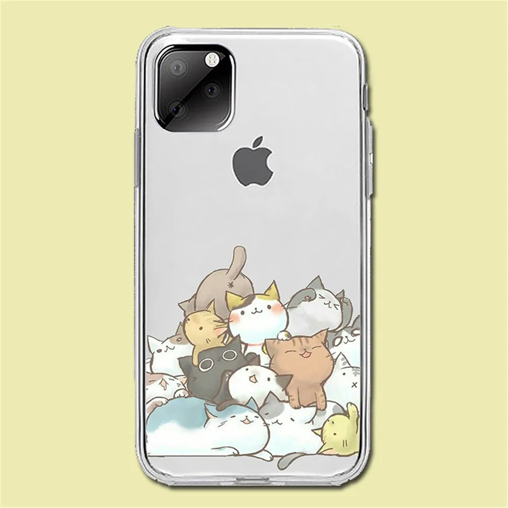 Прозрачный чехол для Iphone 11Pro Max XR Iphone11 Ip7 8Plus 6s силиконовый прозрачный с милым