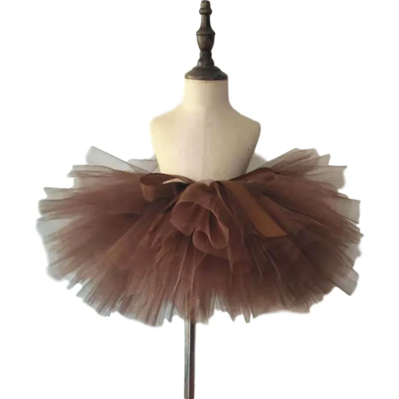 Ballet Tutu Skirt Children Skirts Tutu Skirt Coffee Brown Color Children Girls Costume Tutu Skirt Handmade Fluffy Ballet Dance Christmas Clothing kids