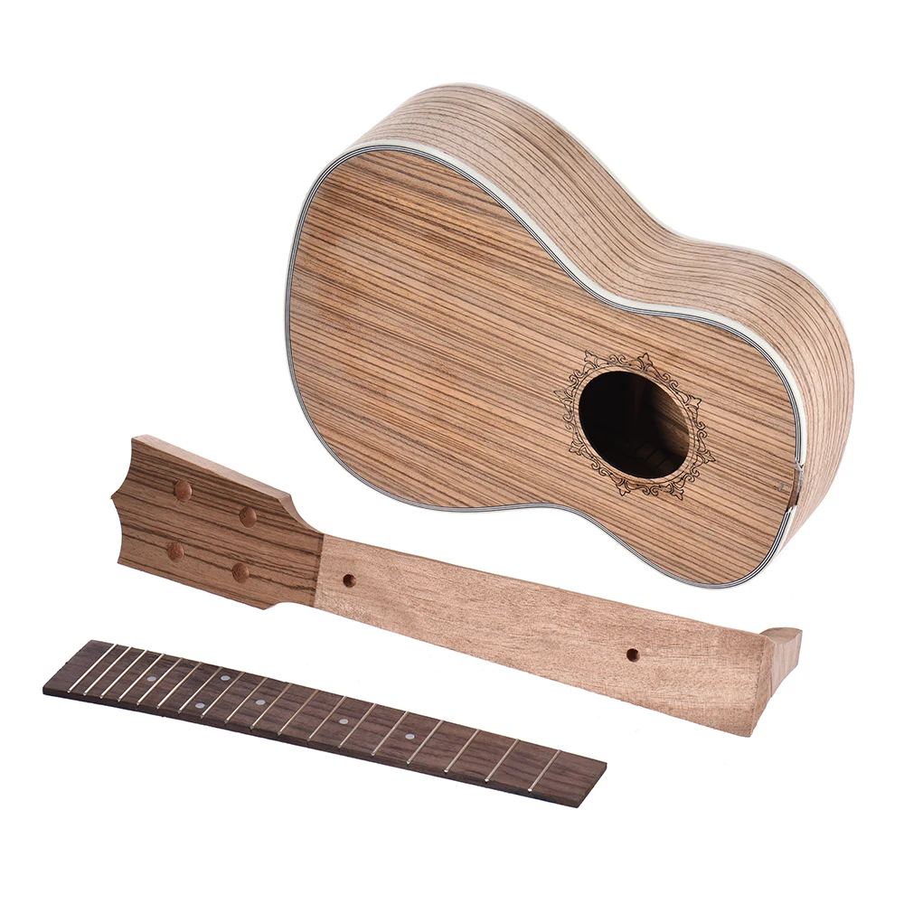 

23in Concert Ukelele Ukulele Hawaii Guitar DIY Kit Wood Body Rosewood Fingerboard with Pegs String Bridge Nut