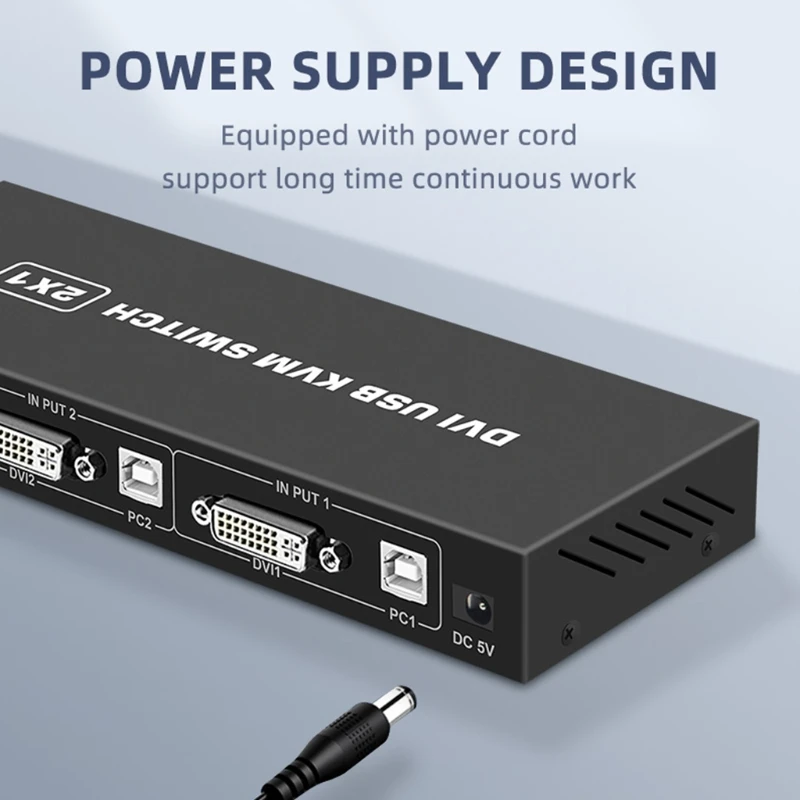 Smart switches USB KVM switch DVI 2-port screen splitter 2 In 1 Out adapter for keyboard mouse printer computer shared