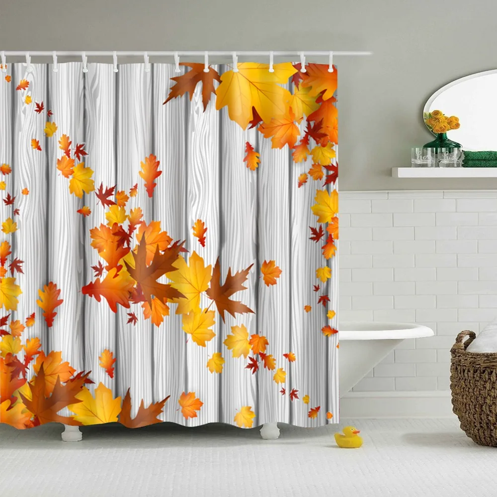Beautiful Colorful Flower Floral Printed Shower Curtains Frabic Waterproof Polyester Bath Curtain With Hooks 180x180cm