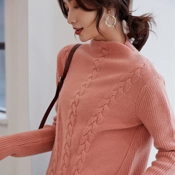 

Winter Warm Cashmere Sweater Women Sweaters And Pullovers Long Sleeve Half Turtleneck Female Pullover Knitted Jumper Pull Femme