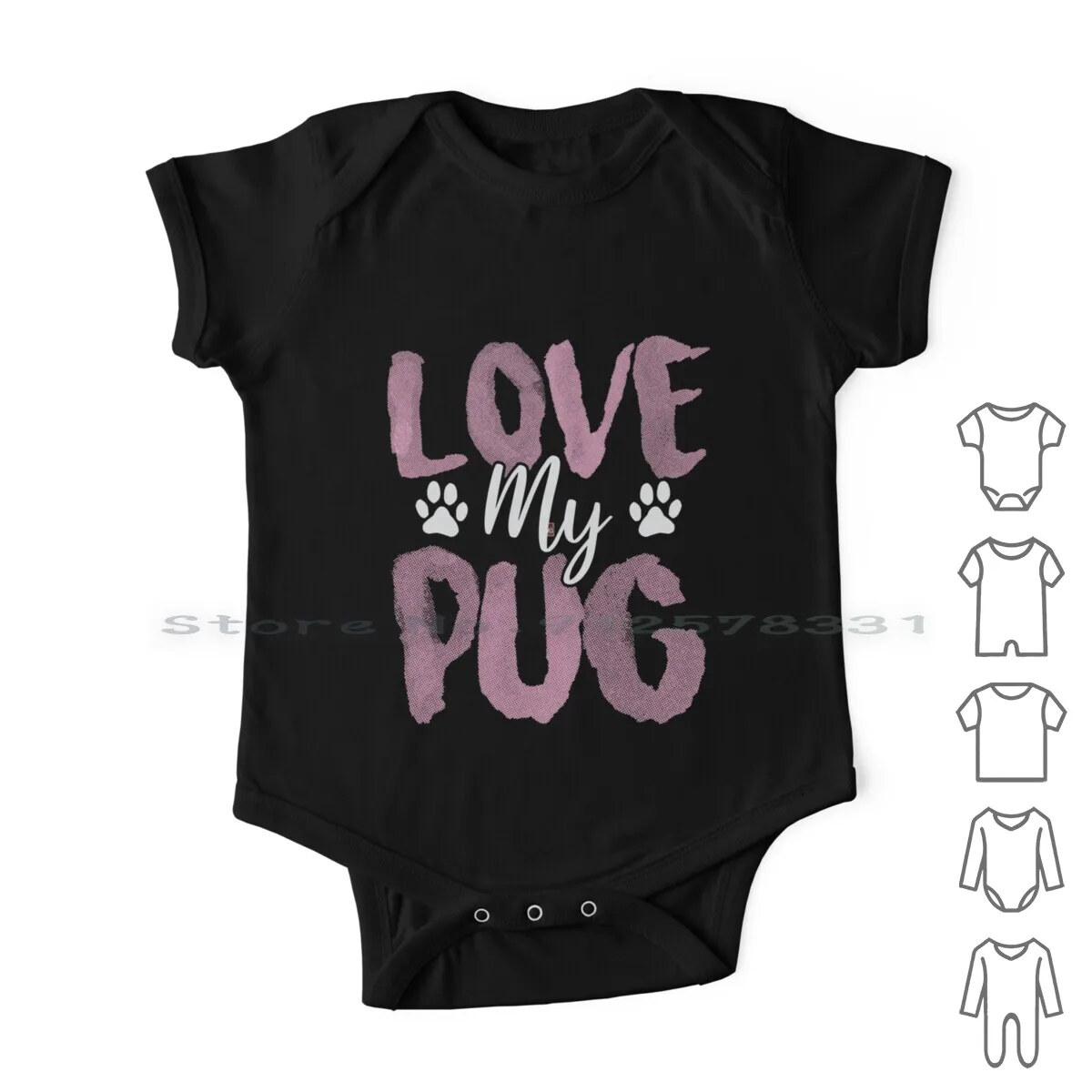 

Love My Pug Tshirt Gift For Pug Dog Men And Women Newborn Baby Clothes Rompers Cotton Jumpsuits I Love My Love Love For Women