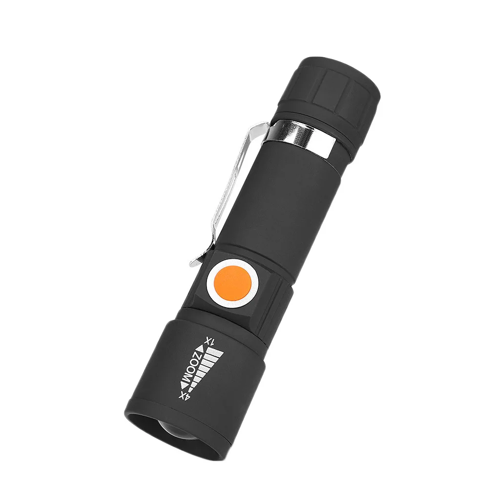 Мини USB светодиодный фонарик перезаряжаемый 3 режима масштабируемый фонарик Открытый Кемпинг туристический фонарик