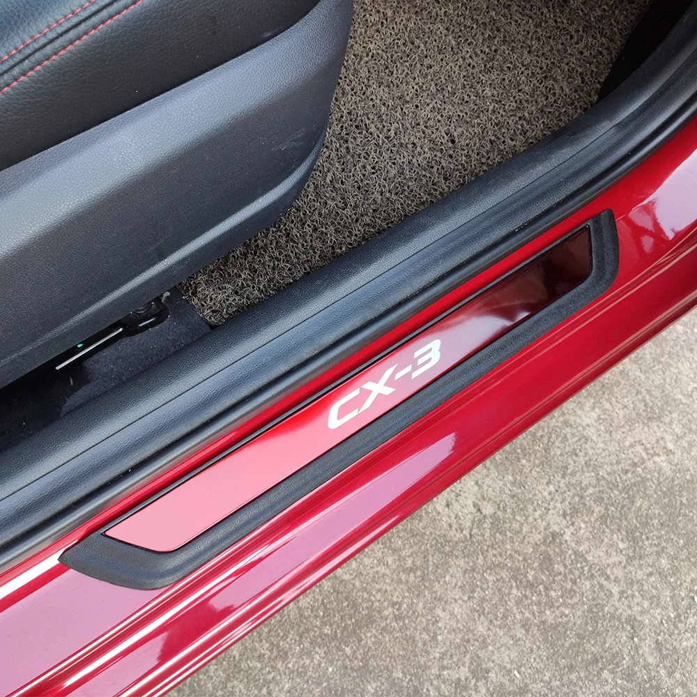 Black 4 Pcs Stainless Steel Internal Door Sills Scuff Plate Guard Sills Moulding Trims Protector