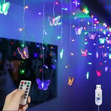 4.5M Butterfly LED String Lights Festival Icicle Curtain Light Christmas Decoration Lamp Home Decor Bedroom Wedding New Year