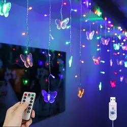 4.5M Butterfly LED String Lights Festival Icicle Curtain Light Christmas Decoration Lamp Home Decor Bedroom Wedding New Year