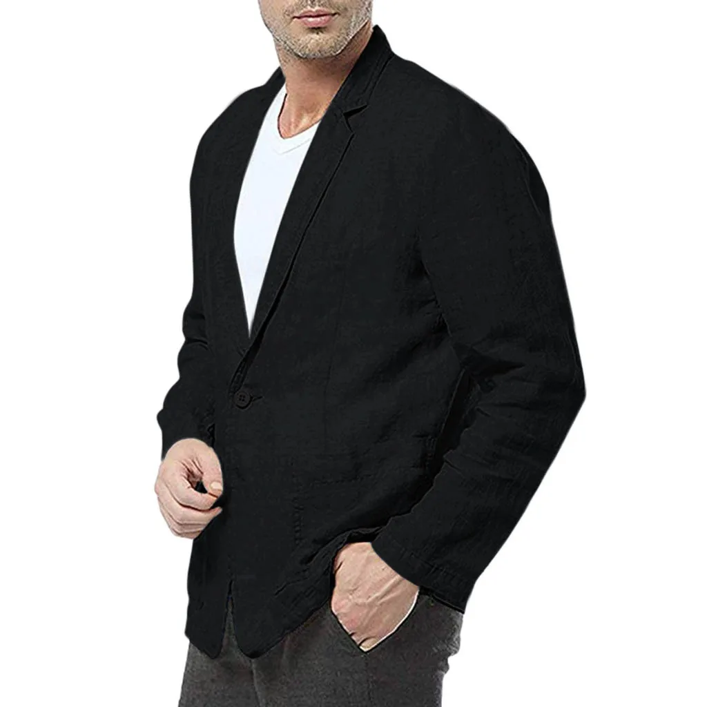 Men Slim Fit Cotton Blend Solid Long Sleeve Thin Single breasted Suits Blazer Jacket Outwear M0906 Men Slim Fit Cotton Blend Solid Long Sleeve Thin Single breasted Suits Blazer Jacket Outwear M0906