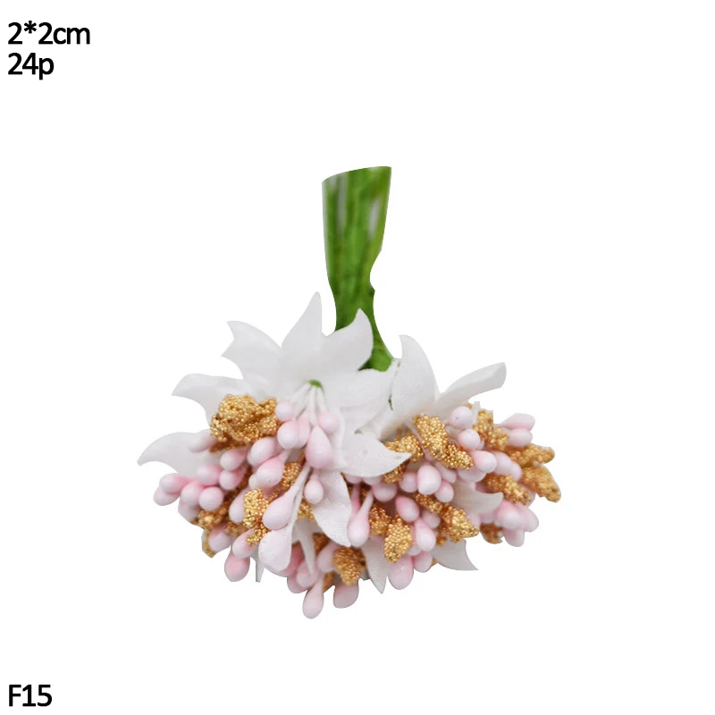 24pcs stamen Свадебное украшение розовый искусственный цветок вишня тычинки ягоды DIY цветок венки декоративный торт подарочная коробка Свадебный декор - Цвет: 24pcs stamen