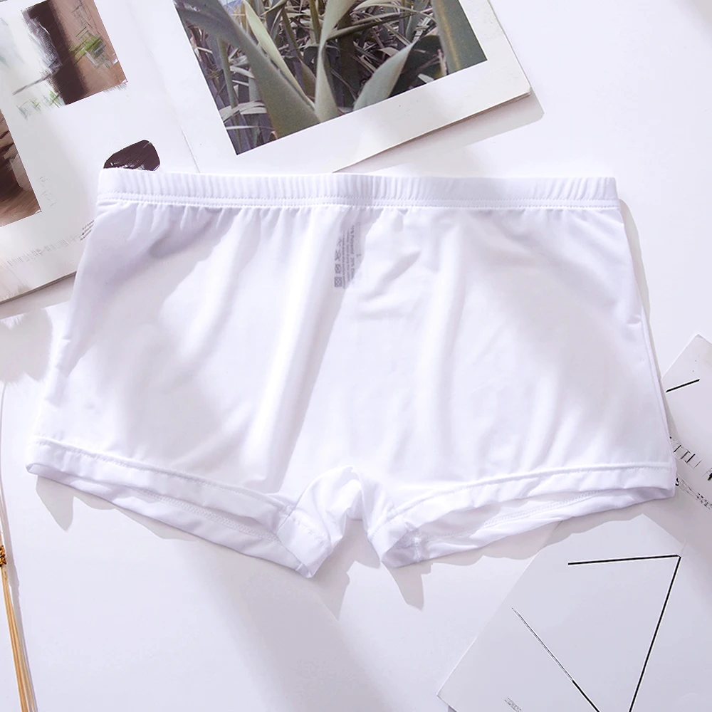 Calzoncillos Bóxer transpirables para hombre, ropa interior con estampado de hielo bóxer de seda, cómoda, bolso de Color sólido, ropa interior ► Foto 2/6