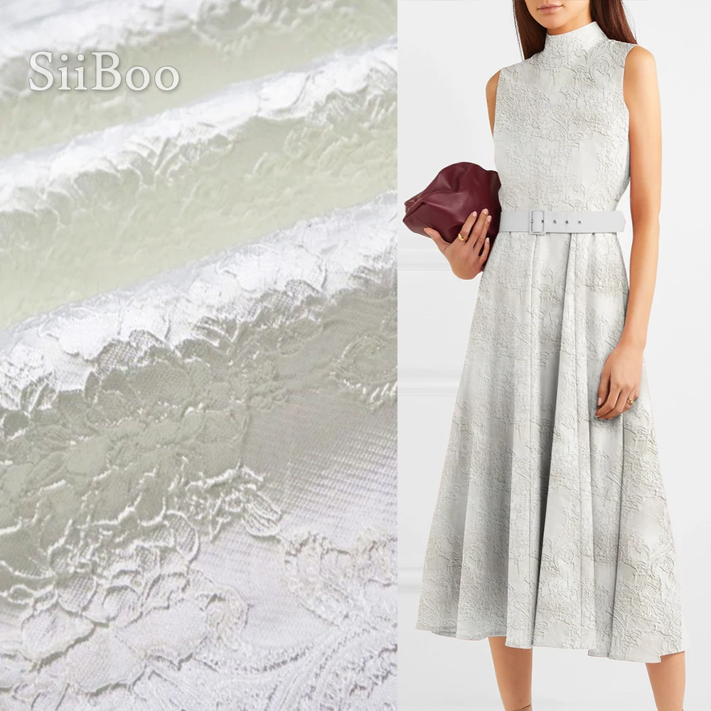 

Siiboo italy luxurious royal court style solid color 3D embossed textured jacquard fabric for women dress sp6344