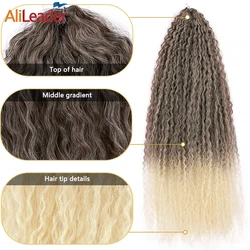 Black Brown Blonde Grey 28'' Ringlet Loki Braids Kinly Curly Crochet Hair Synthetic Braiding Water Wave Fleecy Hair Extensions