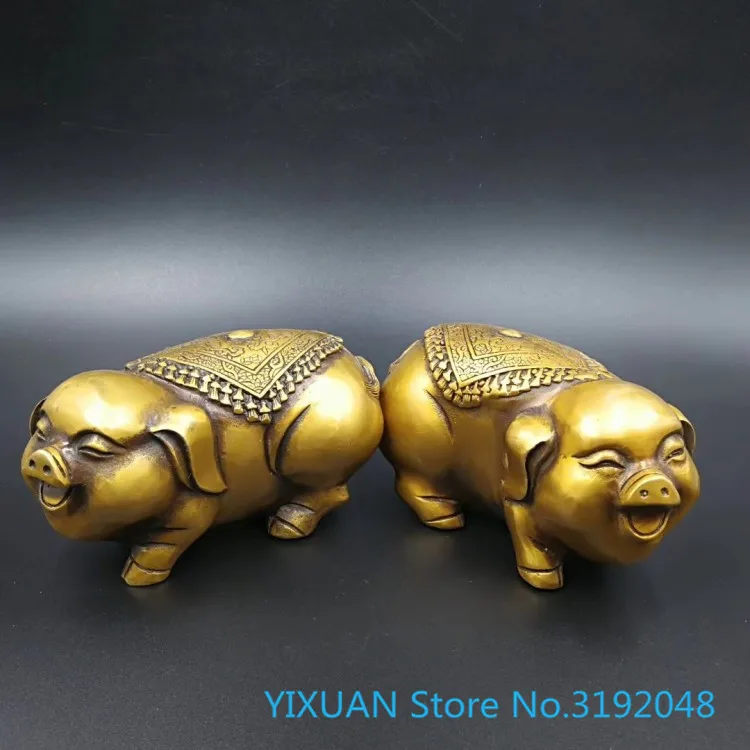 

A pair of bronze ware collection brass ornaments home decoration copper pig