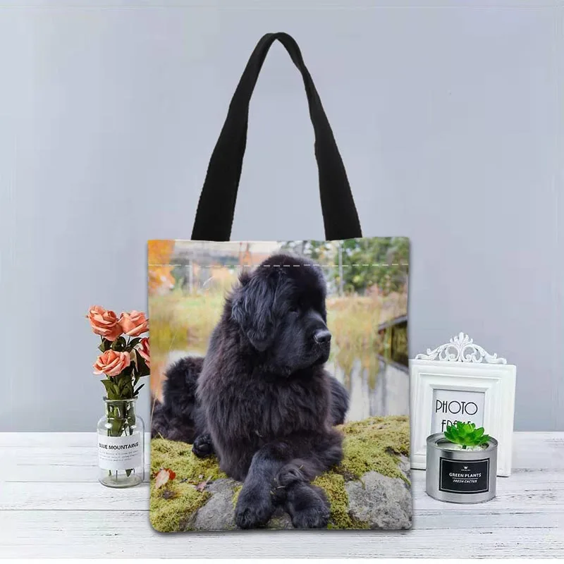 Newfoundland  Handbag Foldable Shopping Bag Reusable Eco Large Unisex Canvas Fabric Shoulder Bags Tote Grocery Cloth Pouch 1208