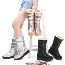 Зимние высокие женские сапоги теплые сапоги зимние сапоги обувь на плоской подошве женские нескользящие водонепроницаемые хлопковые сапоги до колена JSH-M921