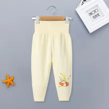 Осенние и весенние детские штаны из хлопка с высокой талией; брюки для маленьких мальчиков; однотонные леггинсы для маленьких девочек; Одежда для новорожденных