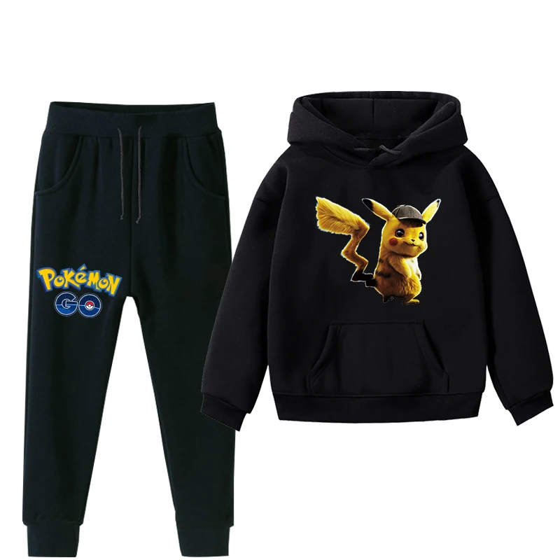 

2019 Pokemon Toddler Boy Girl Suit Autumn Winter Hoodie Sweater Casual Long Pants Baby Children Warm Sports Sets Kids Clothing