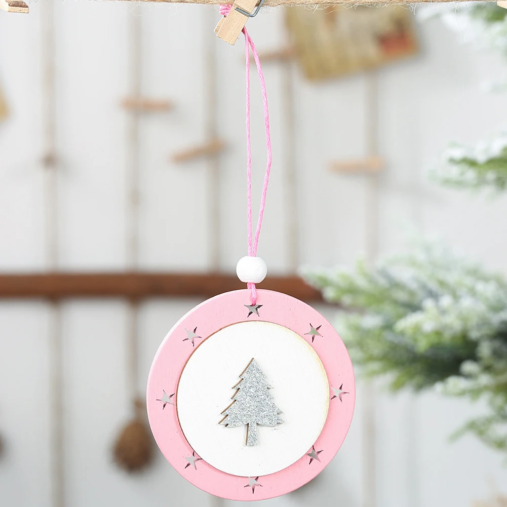 Hot 6Pcs Christmas Durable Star Elk Tree Angle Wood Carving Hanging Pendant Xmas Party Christmas trees kindergarten storesDecora