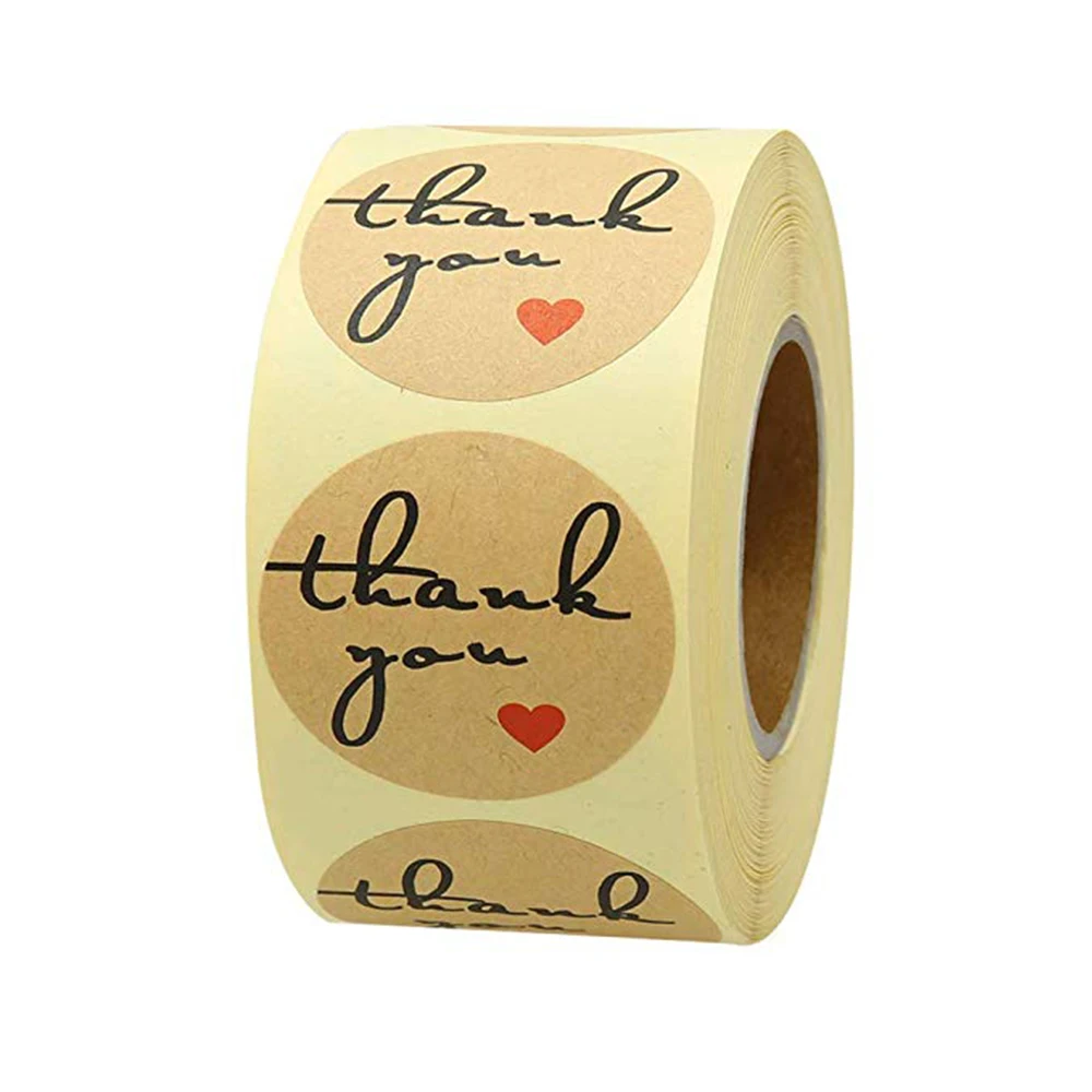 

500pcs kraft paper thank you sticker seal label bouquet envelope gift bag decoration sticker round Stationery stickers