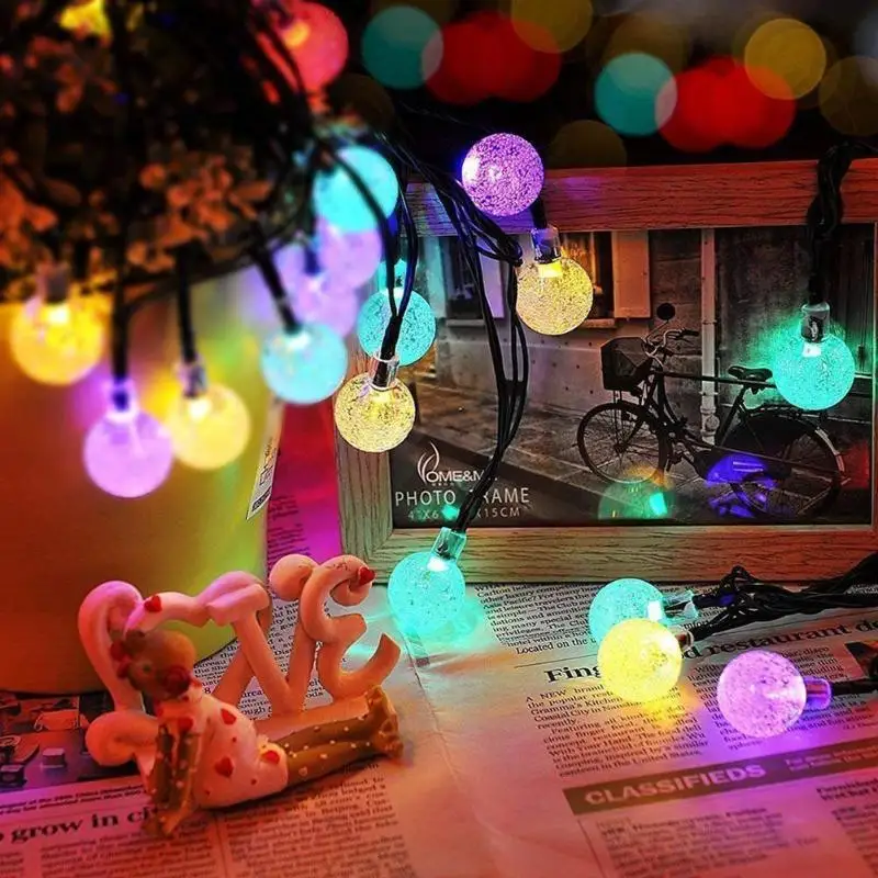 50 LEDs 10m Crystal Ball Solar Light Outdoor IP65 Waterproof String Fairy Lamps Solar Garlands for Garden Christmas Decoration