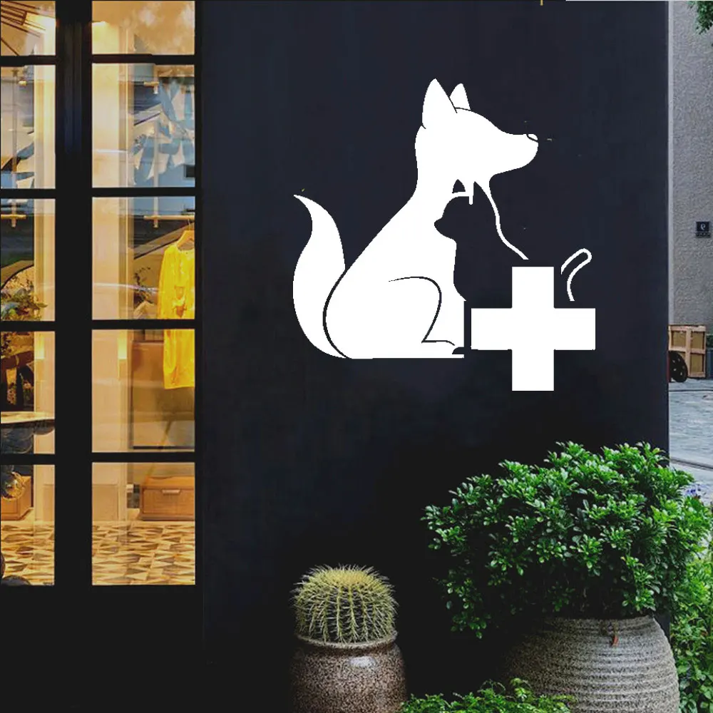 

Veterinary Care Wall Decal Pets Shop Animals Hospitals Interior Decor Logo Door Window Vinyl Stickers Cat Dog DW12974