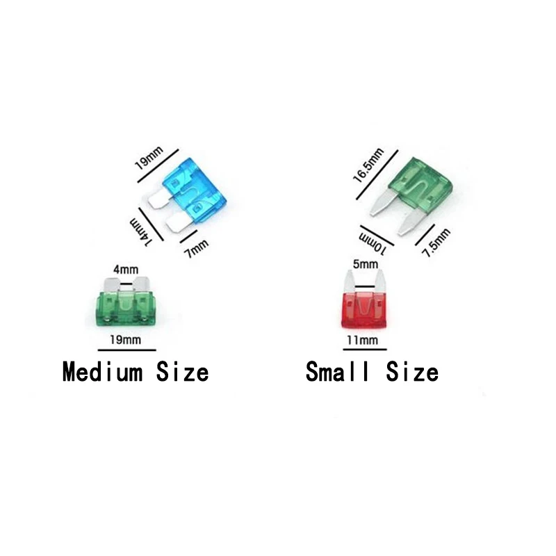 Small Size Medium Size Standard Car Auto Blade Fuse 50Pcs/Lot 1A-40A Automotive 1A 2A 3A 5A 7.5A 10A 15A 20A 25A 30A 35A 40A