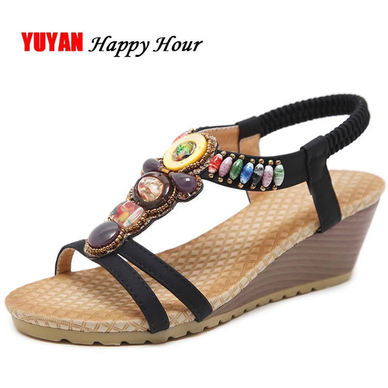 

New 2019 Summer Sandals Women Wedges Shoes High Quality Women's Sandals Ladies Brand Shoes Wedge Heel 6cm Big Size 42 ZH2809
