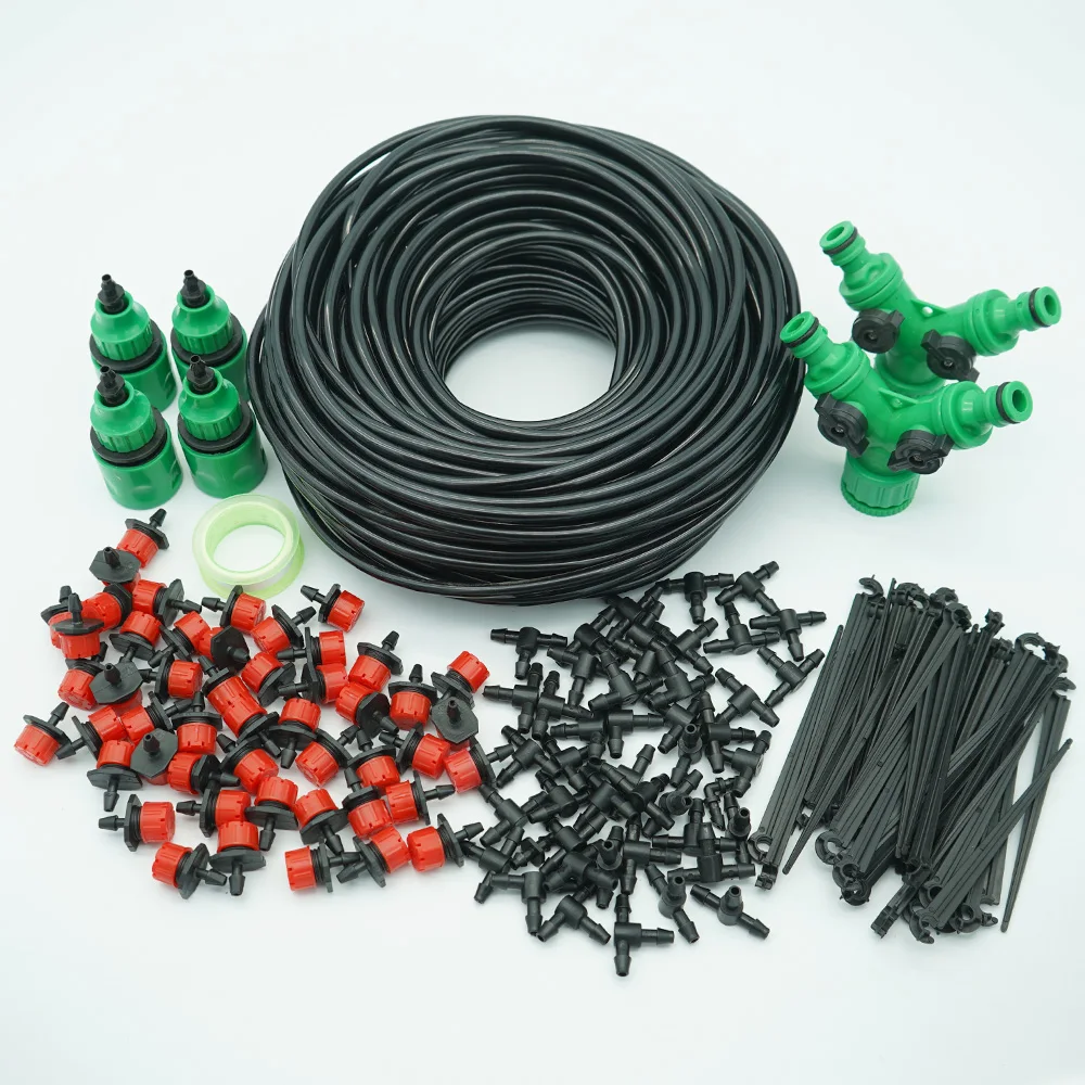 

10-50M 1/4'' Hose Micro Drip Irrigation System Garden Greenhouse Plant Watering Kit 8 Hole Adjustable Flow Dripper Sprinkler