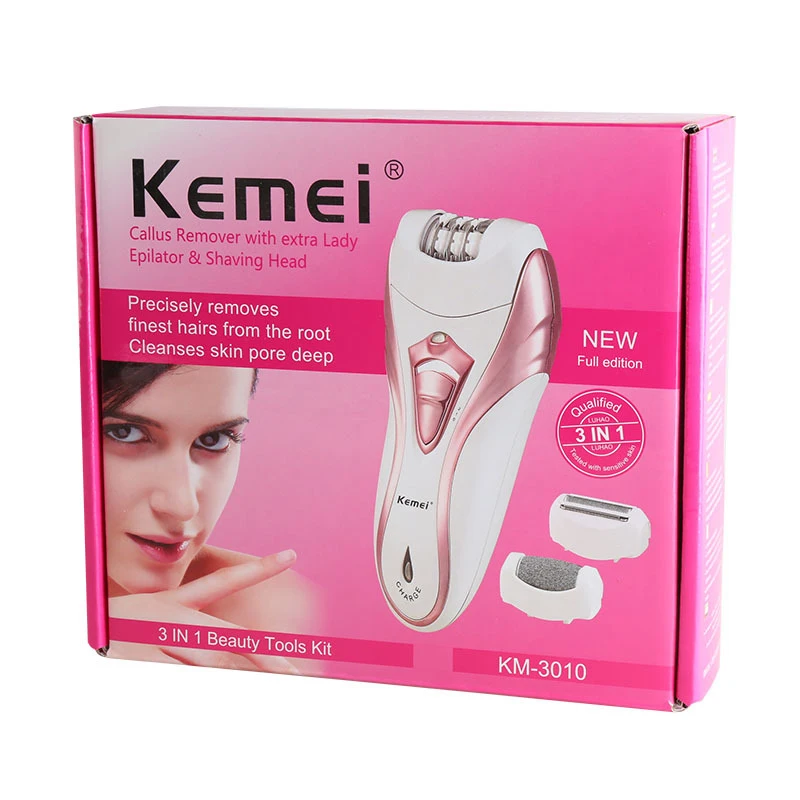 Kemei KM-3010 для женщин перезаряжаемый Электрический бритвенный женский эпилятор шлифовальный прибор для ног бикини триммер профессиональный женский уход
