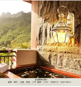 

European Lamp Copper Lamp Garden Bedside Lamp Wall Aisle Balcony Corridor Outdoor Wall Mounted LED Bulbs Knob Switch Foyer E27