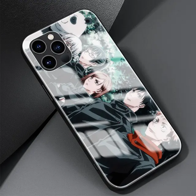 Phone Case For Apple iPhone 11 12 Pro 7 8 XR X 6 6S Plus 5 XS Max SE Tempered Glass Soft Edge Cover Anime Jujutsu Kaisen T10