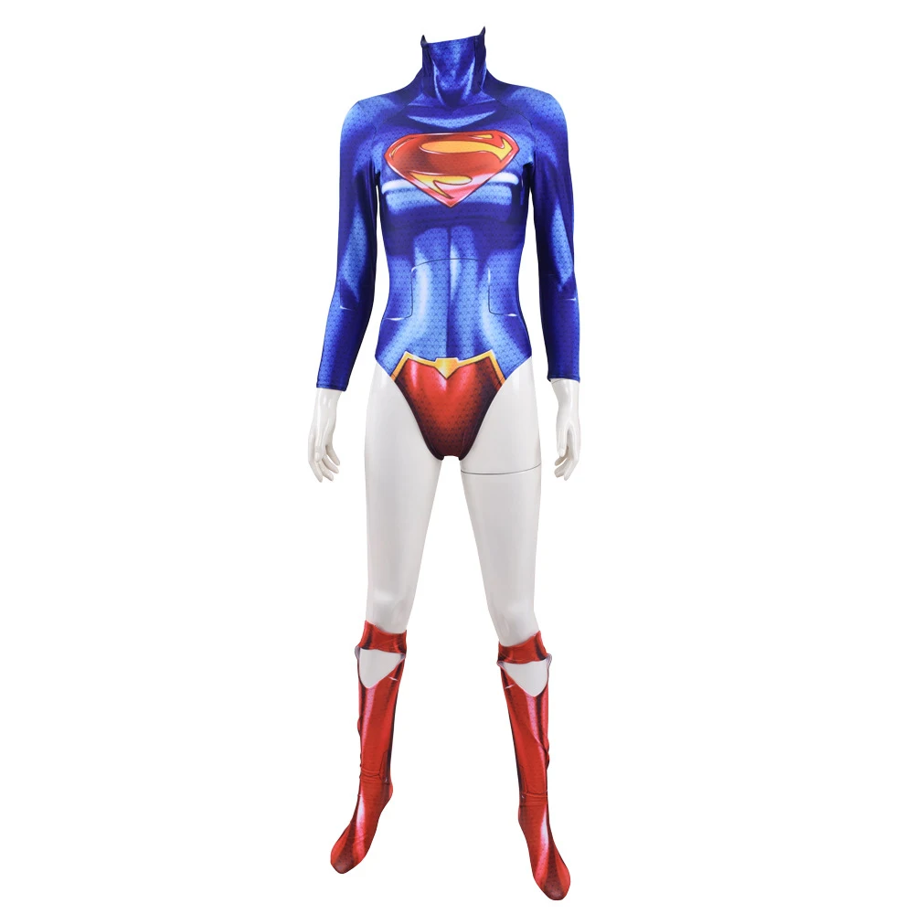 New 52 Supergirl Cosplay Costume 3d Print Woman Leotard Bodysuit Lycra Zentai Superwoman