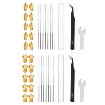 

3D Printer Accessories MK8/V6 Nozzles and Steel Needles and Tweezers and Wrench Kit 3D Printer Cleaning Maintenance Tool