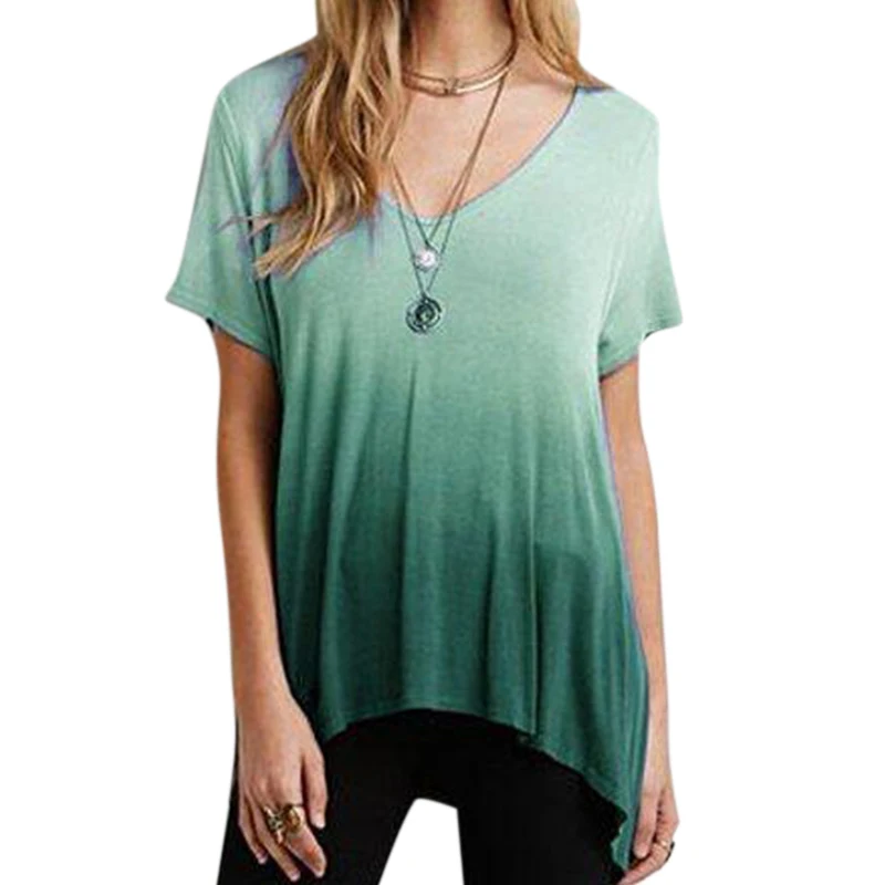 

VICABO S-5XL female T-shirt Loose Casual V neck inregular Tops Women Summer clothing 2020 Ladies Tops Casual
