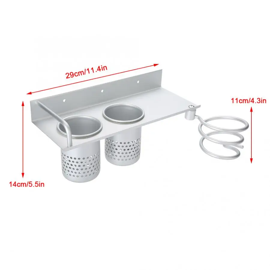 Aluminum Bathroom Shelf Wall Mounted Hair Dryer Stand Holder Rack Organizer Washroom Supplies Toothbrush Comb Rack Styling Tooll