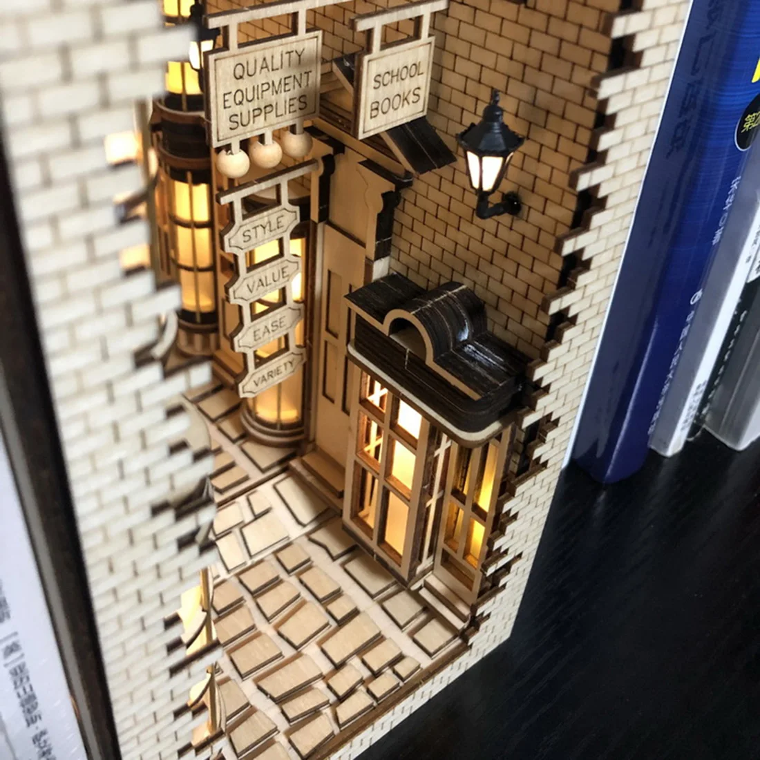 Уличный книжный шкаф в японском стиле с задней полосой 3D сборная деревянная