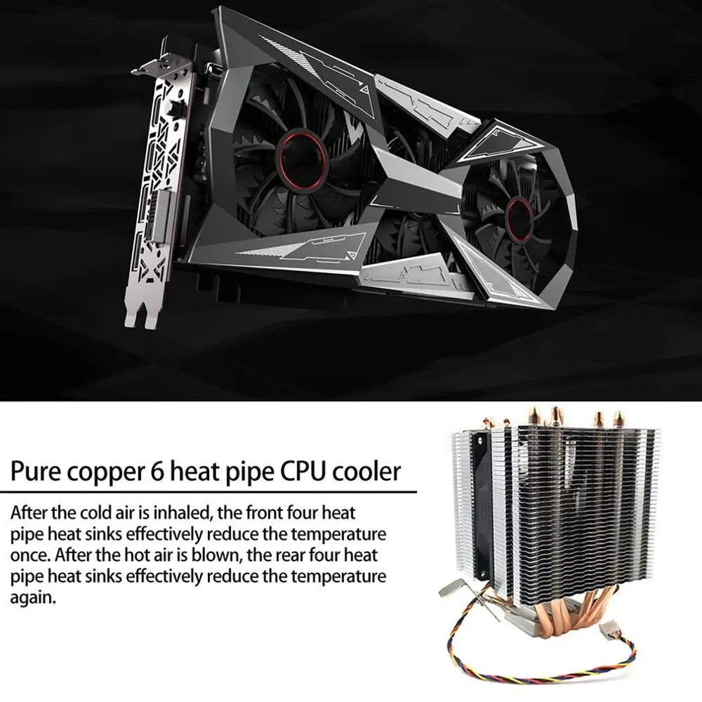 Avc Чистая медь 6 теплоотвод процессора Amd 1155 1156 Настольный компьютер вентилятор процессора кулер теплоотвод