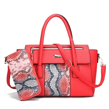 

2PCS/Set Snake Pattern Women Handbags High Quality PU Leather Handbags Fashion Crossbody Bags for women 2019 Purses and Handbags