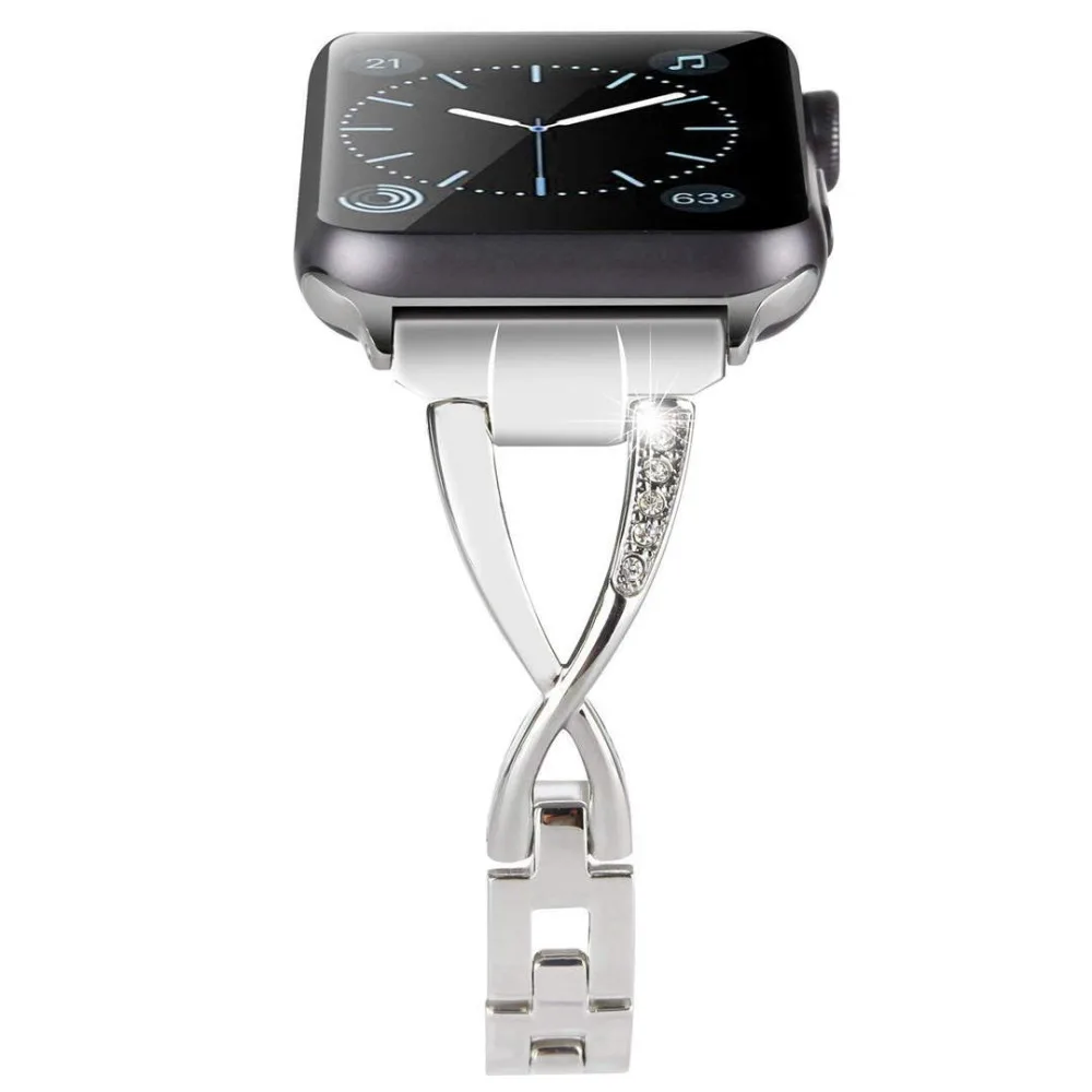 Роскошный Алмазный Браслет-петля для iWatch серии 5 4 3 2 1 из нержавеющей стали для Apple Watch 38 мм 40 мм 42 мм 44 мм ремешок для часов